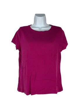St. John’s Bay Petite Classic Tee Women’s M Magenta Solid Comfortable Shirt